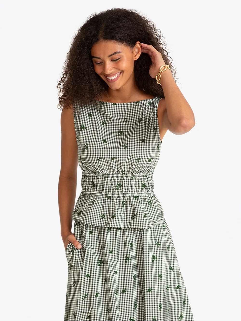NWT Draper James Green Gingham Maxi Skirt and Top - Picture 7 of 10